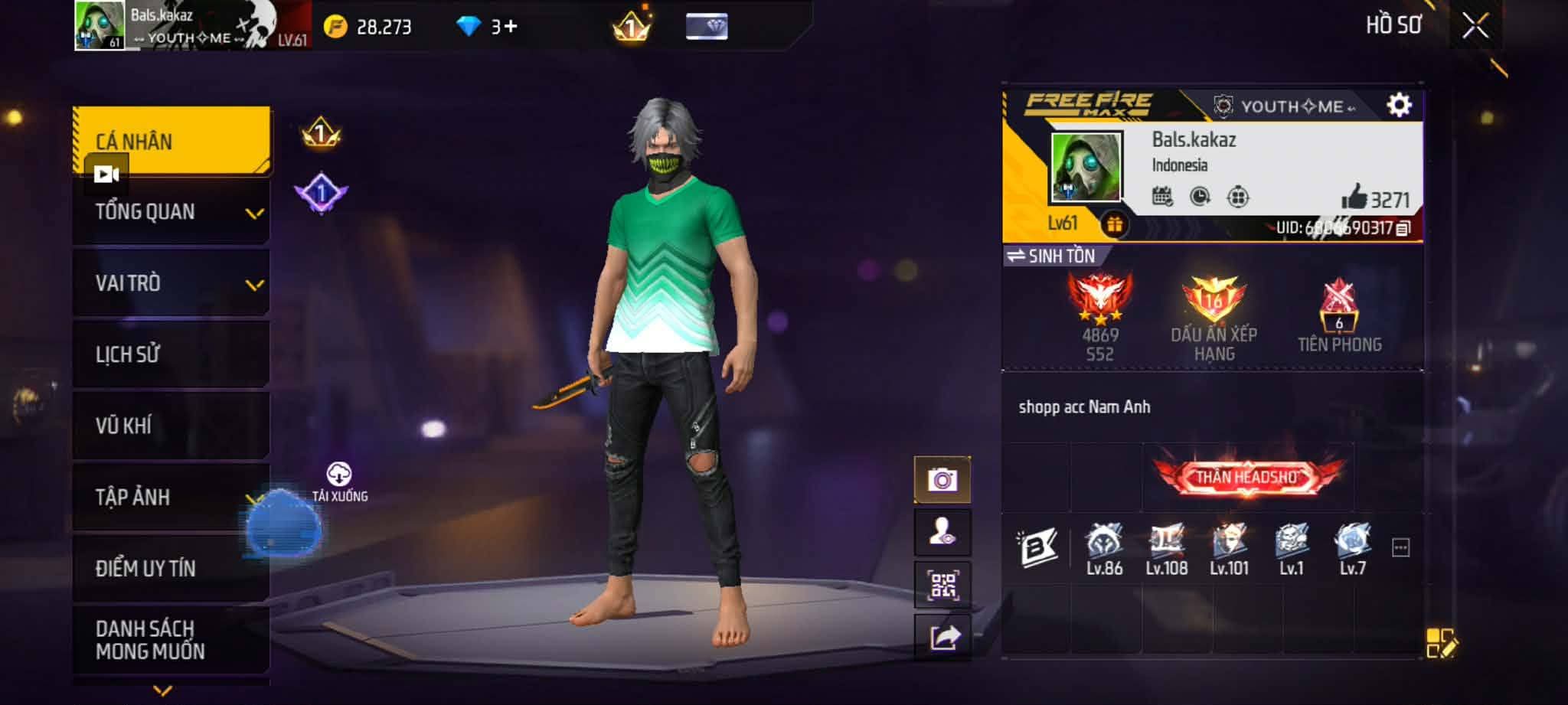 Ảnh 1 tài khoản Free Fire #FF212